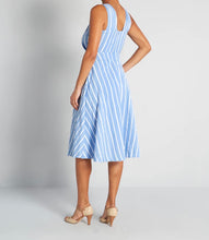 Load image into Gallery viewer, 6.1.22 DRESS Sz XS NWT Emily &amp; Fin Blue/White Stripe
